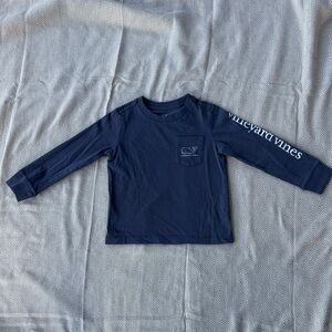 Vineyard Vines Kids Distressed Whale Blue Long Sleeve Tee